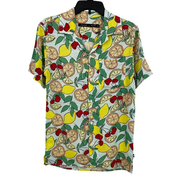 Edgar & Ash Mens Size XS Multicolor Fruit Theme Button Up Short Sleeve Shirt - Picture 1 of 9